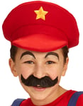 Rød Mario Inspirert Hatt til Barn med Stjerne