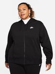 Nike Curve Club Fleece Zip Through Hoodie - Black, Black, Size 18-20=1X, Women
