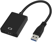 Adaptateur USB 3.0 vers HDMI, convertisseur USB 3.0/2.0 vers HDMI 1080P Full HD (mâle vers femelle) avec audio pour ordinateur portable, projecteur HDTV compatible avec Windows XP 7/8 / 8.1/10