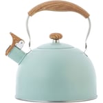 Visslande vattenkokare, 2,5L visslande vattenkokare, gasspis induktionskokare rostfritt stål vattenkokare Light green