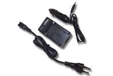 vhbw Chargeur compatible avec Panasonic Lumix DMC-TS2A, DMC-TS2D, DMC-TS2S caméra caméscope action-cam - Station + câble de voiture, témoin de charge