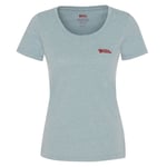 Fjällräven fjällräven logo t-shirt w (dame) - clay blue-melange  - S - Naturkompaniet