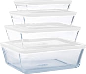 Pyrex® Cook & Freeze Set of 4 Glass Dishes with Airtight Lids 0.8 L, 1.5 L, 2.6