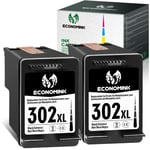 Economink 302XL Ink Cartridge remanufactured for HP 302 XL Black for OfficeJet 3831 3835 3832 4650 Envy 4527 4520 4524 DeskJet 3630 3637 2130 Printers (2-Pack)