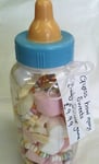 BLUE Baby's Bottle- Guess How Many Sweets; for Baby Showers (incl sweets)