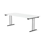 Fällbart bord Dinner Style, Storlek 180x80 cm, Bordsskiva Vit, Stativ Svart