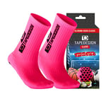 Tapedesign - "Classic 1 Pair Non-Slip Football Grip Socks Neon-Pink (Size 5-14) Men, Women & Kids - Soccer Socks for Adults & Youth (Unisex) - Anti-Slip Sport Socks for Basketball, Tennis & Running