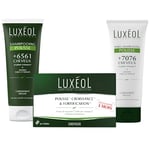 LUXÉOL - Pack 3 Produits Cheveux - Complément Alimentaire Pousse, Croissance & Fortification 90 Gélules (3 Mois) + Shampooing & Après-Shampooing 200ml - Fabriqués en France