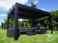 Bioklimatisk pergola Paviljong Trädgårdspaviljong San Pablo, 3x3m, Svart