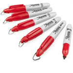 Sharpie Mini Permanent Marker - Bullet Tip - Fine Point - Red - Pack Of 6