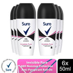 Sure Women Roll On Invisible Pure Anti-Perspirant 48Hrs Dry Protection, 6x50ml