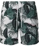 Urban Classics Vita badbyxor med palmlöv herr (palm leaves,5XL)