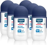 Sanex Men Active Control Antiperspirant Roll On Deodorant 50ml, Pack of 6 |48 |