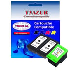Lot de 3 Cartouches compatibles type T3AZUR pour imprimante HP PhotoSmart 2613, 2700, 2713 (2x339+343) - (Noire et Couleur)
