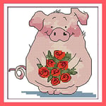 Animal Style The Little Sister Pig Stamped Cross Stitch Kits Christmas Stocking Patterns for Home Ornaments (Cross Stitch Fabric CT Number : 14CT Counted Product)