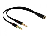 DeLOCK - Adapter för hörlurar - 4-stifts minibuss (hona) till stereo minibuss (hane) - 20 cm - svart