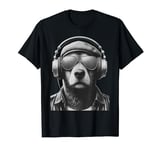 cute dog with sunglasses and headphones for men women kids T-Shirt