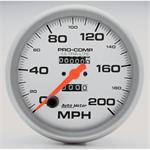 Autometer AUTO4496 hastighetsmätare 127mm 0-200mph Ultra-Lite mekanisk