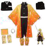 Halloweenfest Demon Slayer Agatsuma Zenitsu Cosplayfestdräkt Anime Set Presenter Outfits M