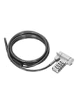 Targus DEFCON® Ultimate Universal Resettable Combination Cable Lock, jossa on mukautuva lukkopää.
