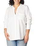 Calvin Klein Women's Plus-Size Non-Iron Knit Combo Shirt, Birch, 3X
