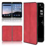 SPAK Microsoft Surface Duo Case,Soft TPU Frame + PU Leather Hard Cover Protection Case for Microsoft Surface Duo (Red)