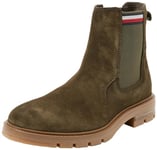 Tommy Hilfiger Homme Bottes Low Boot Corpoarte Suede Chelsea Daim, Vert (Army Green), 45 EU
