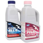 Elsan Blue 1L & Pink 1L Chemical Toilet Cleaner Fluid for Caravan & Motorhome