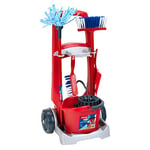 Theo Klein 6741 Vileda Broom Trolley I With Mop, Bucket, Broom and Much More I Vileda Design I Dimensions of Trolley: 29 cm x 24 cm x 60 cm I Toy for Children Aged 3 Years and up