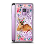 Head Case Designs Official Monika Strigel Fawn Lace Flower Friends 2 Purple Clear Hybrid Liquid Glitter Compatible for Samsung Galaxy S9