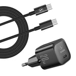 Ekstrem hurtig oplader til Samsung S24 20W USB-C strømadapter + kabel 2m, 20W - Sort