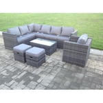 Rattan Garden Furniture Corner Sofa Set Oblong Coffee Table Chair Footstools