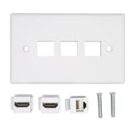 2 Portars 4K HD Multimedia Interface Ethernet Väggplatta Lödningsfri 1 Port Cat6 Keystone Väggplatta för HDTV Projektor