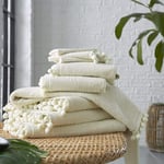 Pom Pom Style 100% Pure Egyptian Cotton Luxury Towels 600 GSM Super Soft Extra Thick and Absorbent (Cream, Hand Towel)