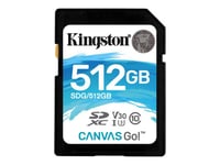 Kingston Canvas Go! - Carte mémoire flash - 512 Go - Video Class V30 / UHS-I U3 / Class10 - SDXC UHS-I