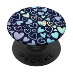 Rainbow Modern Hearts Navy Blue PopSockets Swappable PopGrip