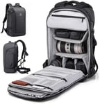 Camera Backpack Waterproof DLSR Rucksack Bag Shockproof SLR Case with Tripod Holder and USB Charging Port (Black - large)
