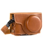 MegaGear MG1260 Ever Ready Leather Camera Case compatible with Panasonic Lumix DC-TZ95, DC-TZ90 - Light Brown