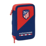 Dobbelt penalhus Atlético Madrid Blå Rød 12.5 x 19.5 x 4 cm (28 Dele)