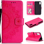 Housse Téléphone Portable Pour Xiaomi Redmi 9a Étui Housse Avec Compartiment Pour Carte Redmi 9a Cover Protection À Rabat Motif Mandala Rose