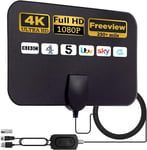TV Aerial Indoor 250+ Miles Long Range - Digital Freeview 4K/1080P HD Amplified