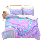 Fluid Duvet Cover Set Marble Printed Comforter Cover for Kids Girls Woman Teens Marble Pattern Texture Wave Galaxy Abstract Art Bedding Set Decor 2Pcs Bedspread Cover Single Size Pink Purple Blue