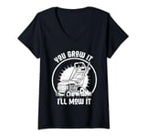 Womens Lawn Mowing Lawn Tractor Costume Funny Lawn Mower V-Neck T-Shirt