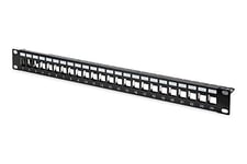 DIGITUS RAL 9005 Patch Panel Housing 1HE for Keystone Module 24-Port / 48.3 cm / 19 Inch for RJ45 and LWL Modules Black