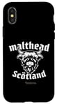 Coque pour iPhone X/XS Whisky Highland Cow Lettrage Malthead Scotch Whisky