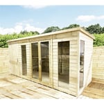 17 x 8 COMBI Pressure Treated Pent Summerhouse with Side Shed