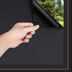 Total Blackout Window Film, 100% Light Blocking Non Adhesive No Residue Removable Opaque Static Cling Privacy Glass film for Home Bedroom Darkening Heat Control Window Tint (23.6 Inch x 13.1 Feet)