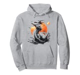cool anime lucky black asian dragon with sunset sunrise art Pullover Hoodie