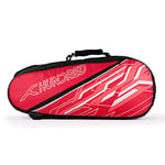 HUNDRED Two Step Badminton and Tennis Racquet Kit Bag | Material: Polyester | Multiple Compartment with Side Pouch | Easy-Carry Handle | Padded Back Straps | Front Zipper Pocket (Red, 6 in 1)