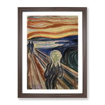 The Scream By Edvard Munch Classic Painting Framed Wall Art Print, Ready to Hang Picture for Living Room Bedroom Home Office Décor, Walnut A4 (34 x 25 cm)